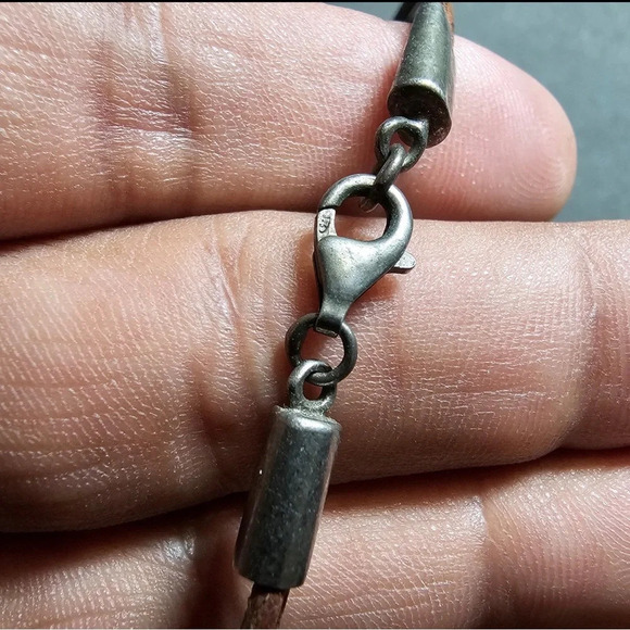 Sterling Silver 925 Pave Turquoise Stone Inlay Double Strand Necklace 15 In Long - Picture 8 of 9